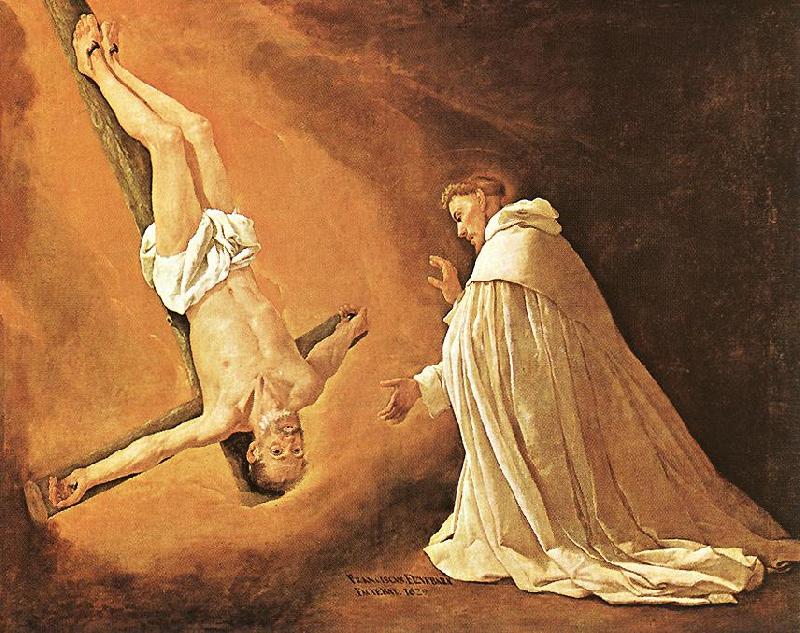 ZURBARAN  Francisco de The Apparition of Apostle St Peter to St Peter of Nolasco oil painting picture